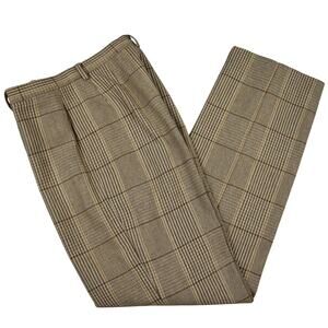 VTG Liz Claiborne wool blend houndstooth plaid beige/brown pants fits size 6/28